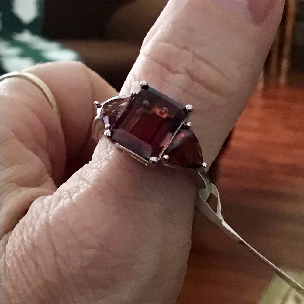 JTV Red Labradorite 3.80ctw Silver Ring